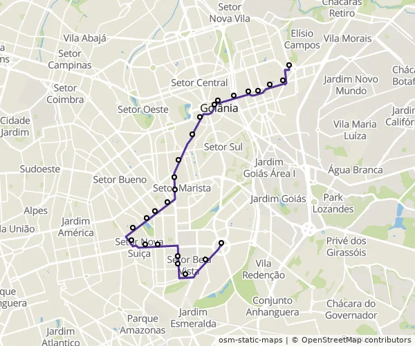 Mapa do itinerário da linha