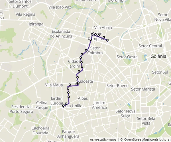 Mapa do itinerário da linha