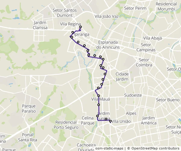 Mapa do itinerário da linha