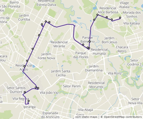 Mapa do itinerário da linha