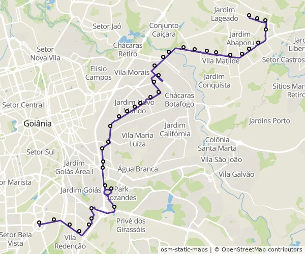 Mapa do itinerário da linha