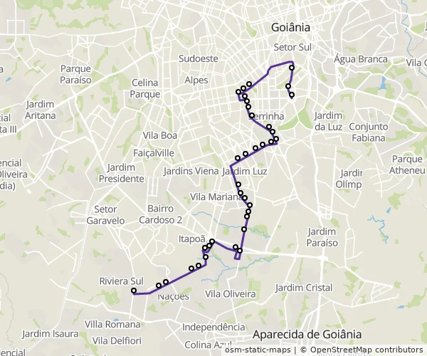 Mapa do itinerário da linha