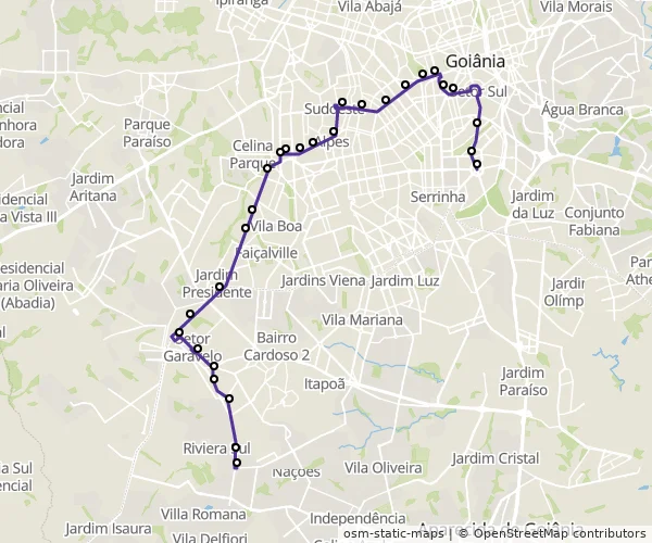 Mapa do itinerário da linha