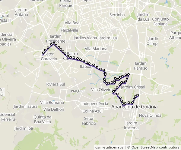 Mapa do itinerário da linha