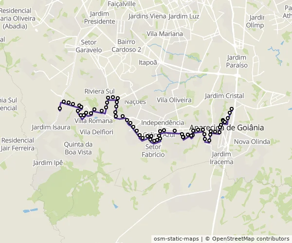 Mapa do itinerário da linha
