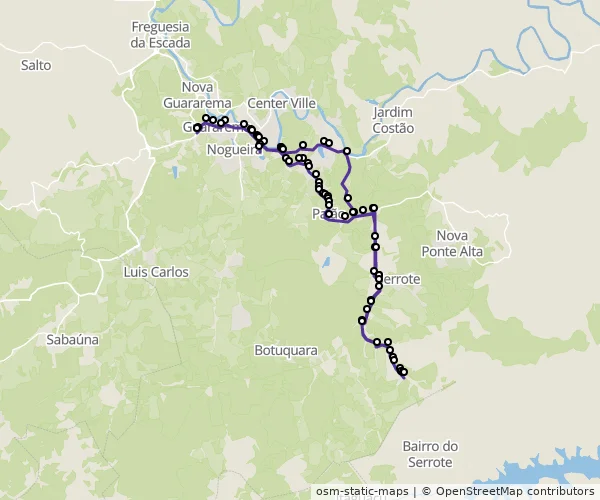 Mapa do itinerário da linha