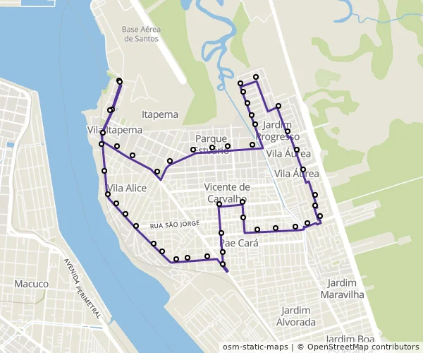 Mapa do itinerário da linha