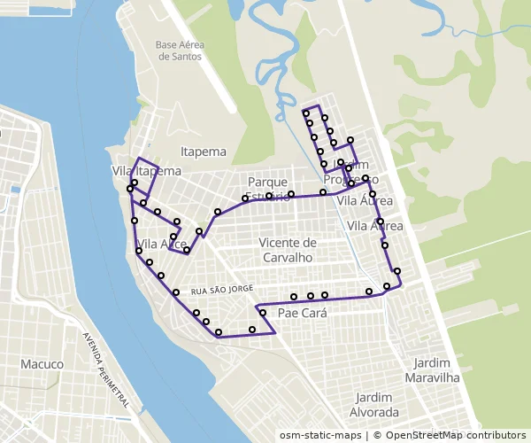 Mapa do itinerário da linha