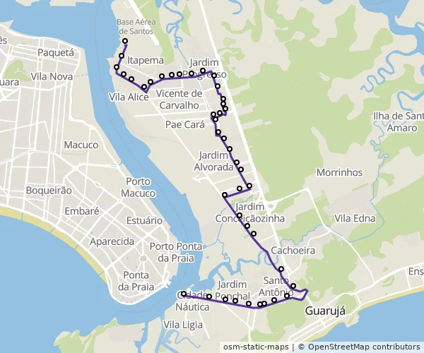 Mapa do itinerário da linha
