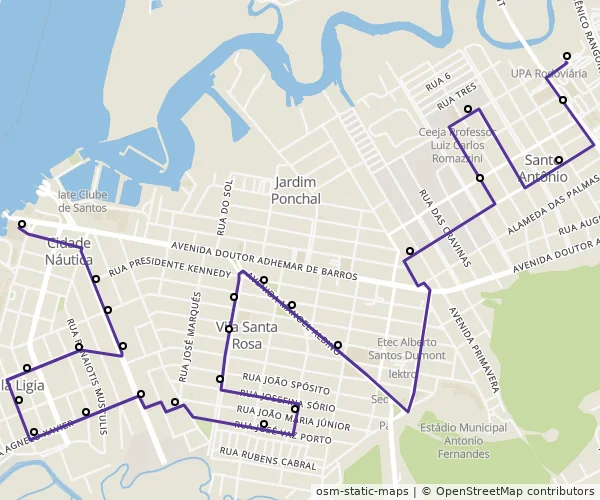Mapa do itinerário da linha