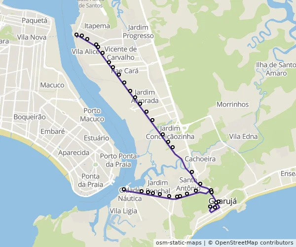 Mapa do itinerário da linha