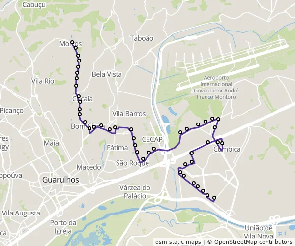 Mapa do itinerário da linha