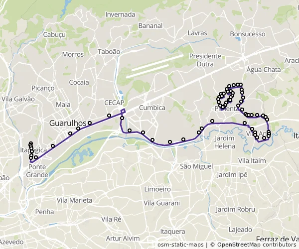 Mapa do itinerário da linha
