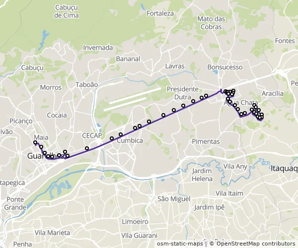 Mapa do itinerário da linha