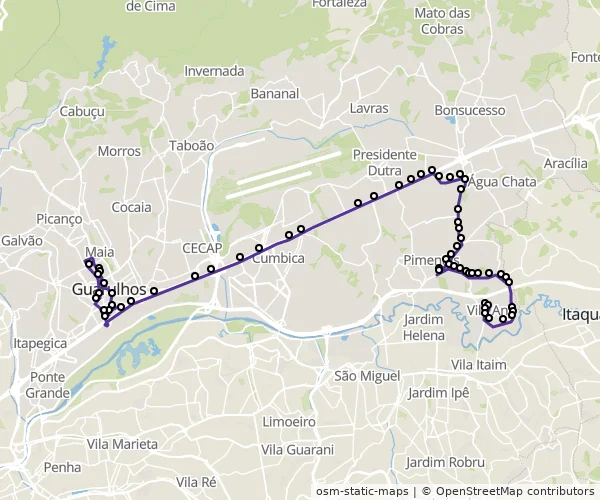 Mapa do itinerário da linha