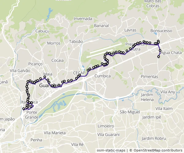 Mapa do itinerário da linha