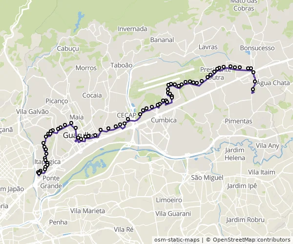 Mapa do itinerário da linha