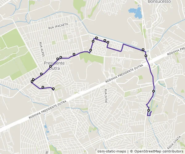 Mapa do itinerário da linha
