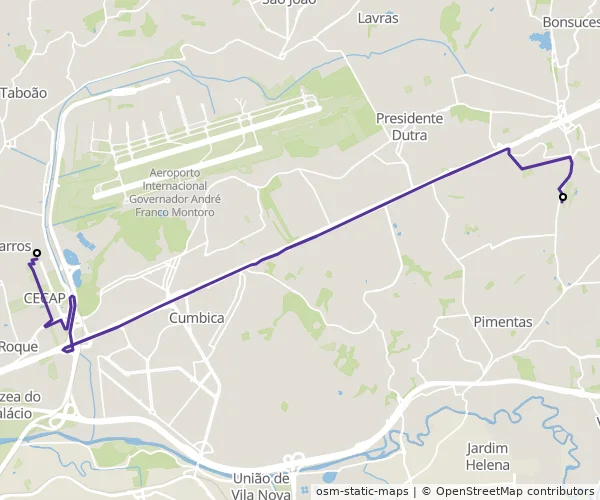 Mapa do itinerário da linha