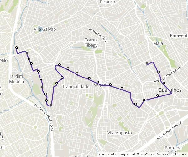 Mapa do itinerário da linha