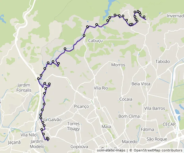 Mapa do itinerário da linha