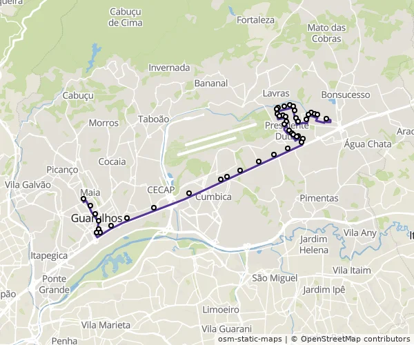 Mapa do itinerário da linha