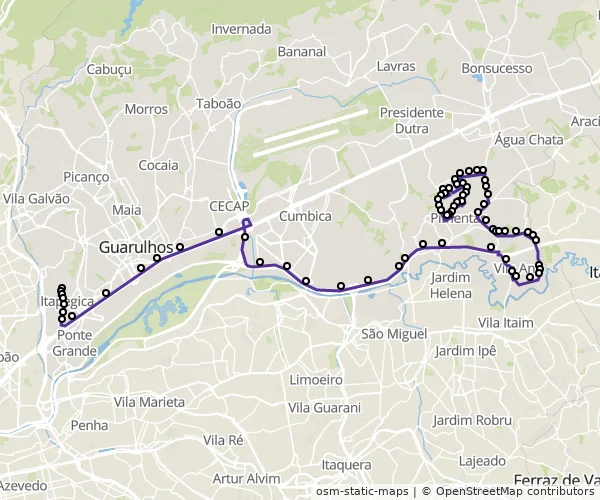 Mapa do itinerário da linha