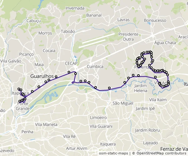 Mapa do itinerário da linha