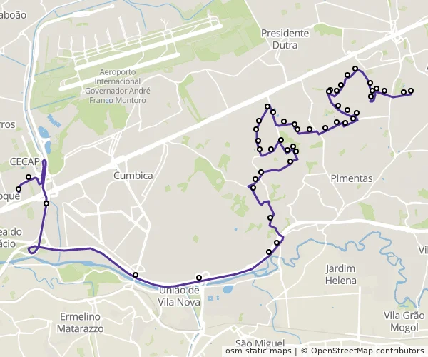 Mapa do itinerário da linha