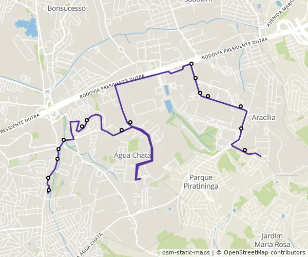 Mapa do itinerário da linha