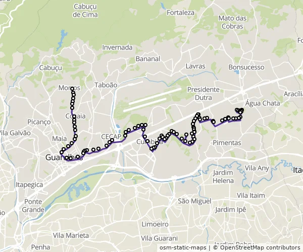 Mapa do itinerário da linha