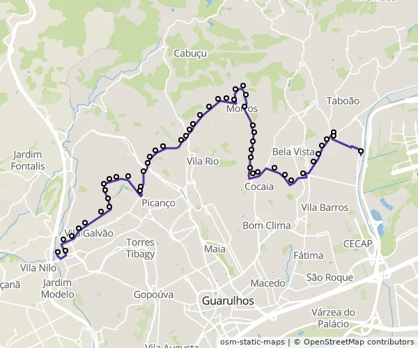 Mapa do itinerário da linha