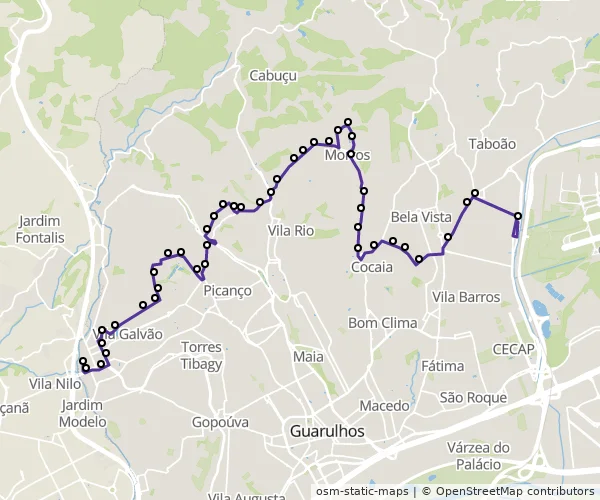 Mapa do itinerário da linha