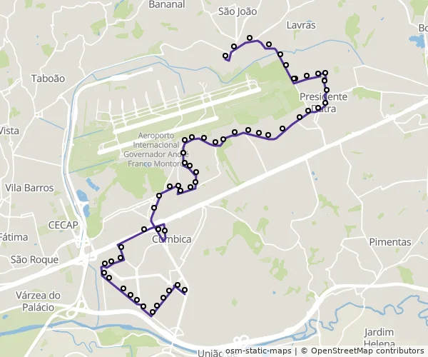 Mapa do itinerário da linha