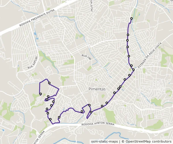 Mapa do itinerário da linha