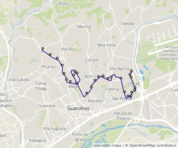 Mapa do itinerário da linha