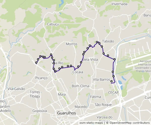 Mapa do itinerário da linha