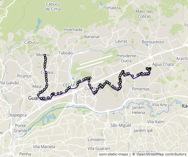Mapa do itinerário da linha