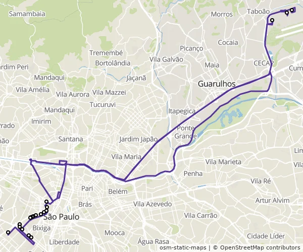 Mapa do itinerário da linha