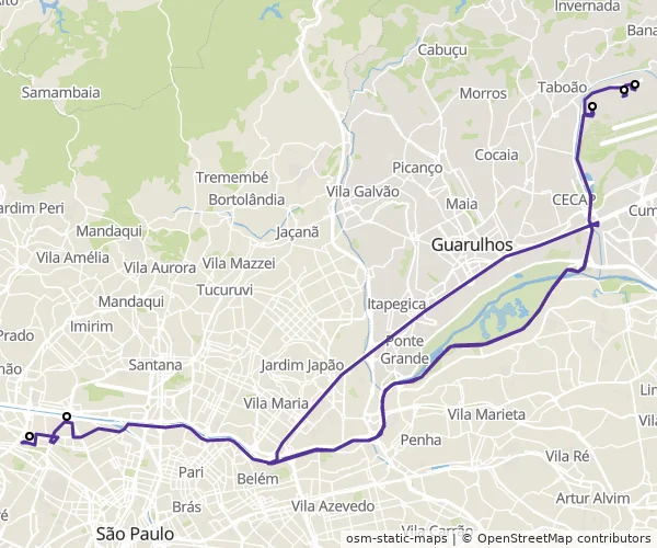 Mapa do itinerário da linha