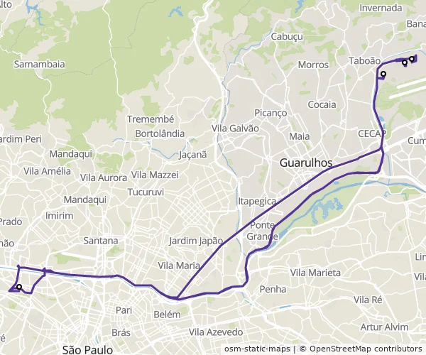 Mapa do itinerário da linha