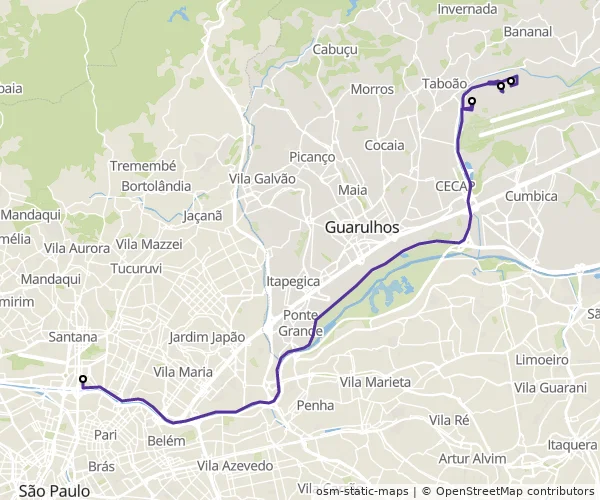 Mapa do itinerário da linha