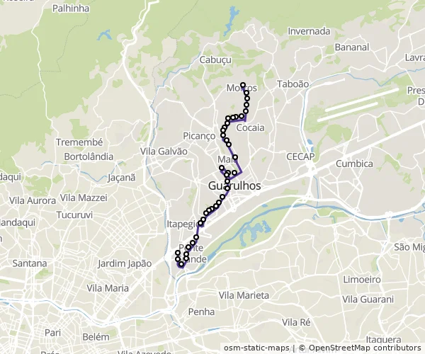 Mapa do itinerário da linha