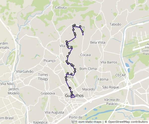 Mapa do itinerário da linha