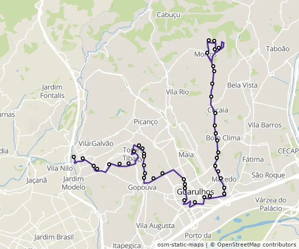 Mapa do itinerário da linha