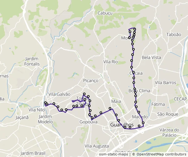 Mapa do itinerário da linha