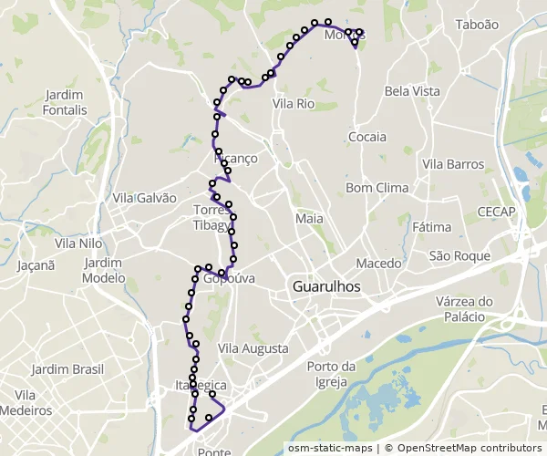 Mapa do itinerário da linha