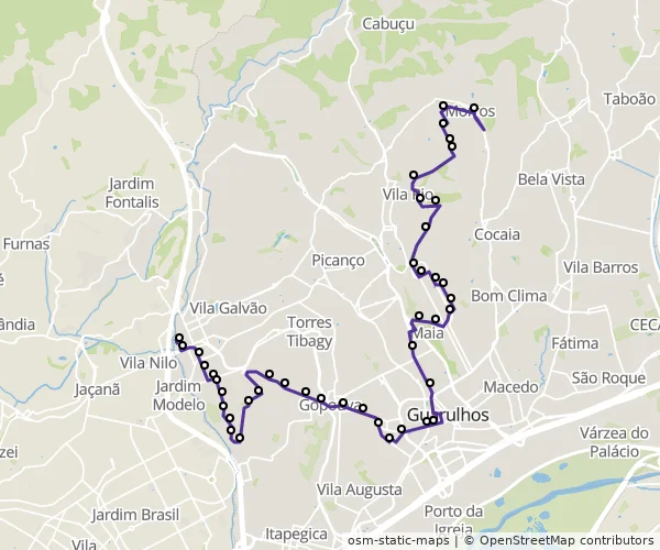 Mapa do itinerário da linha