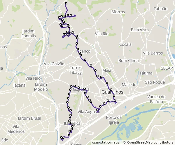 Mapa do itinerário da linha