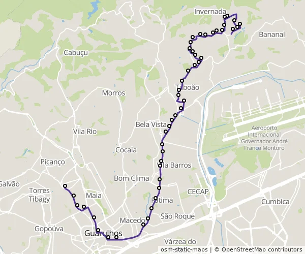 Mapa do itinerário da linha